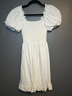 Show Me Your MuMu White Puff Sleeve Smocked Mini Dress